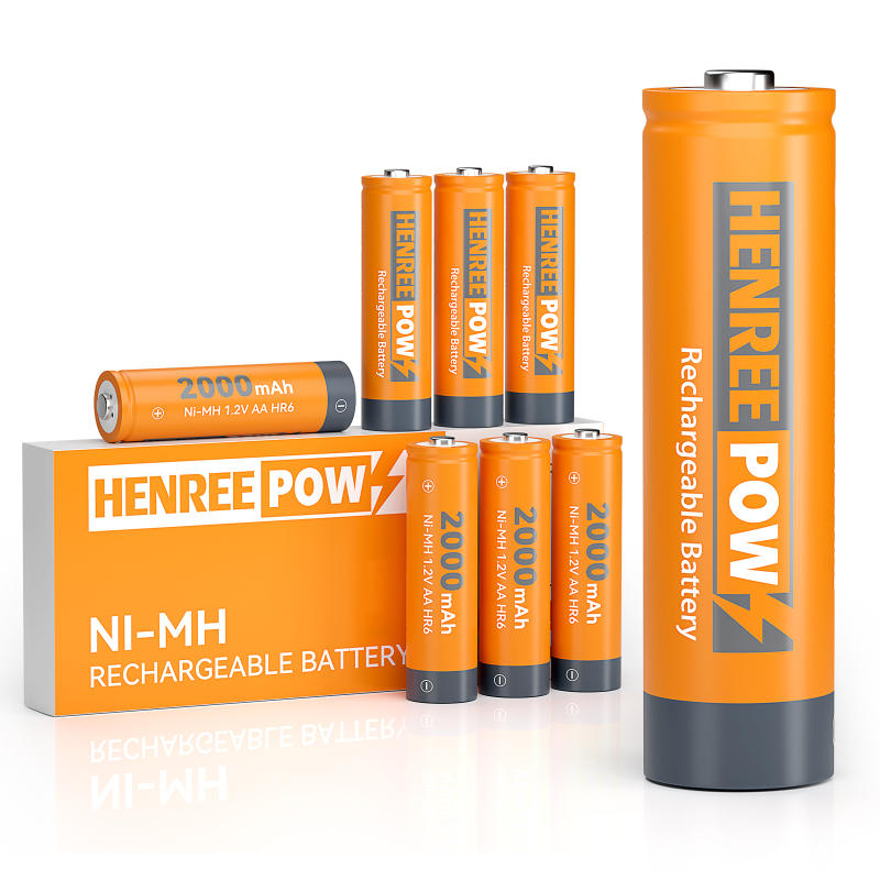 Henreepow AA 2000mAh 1.2V kapasite segondè Ni-MH batri rechargeable