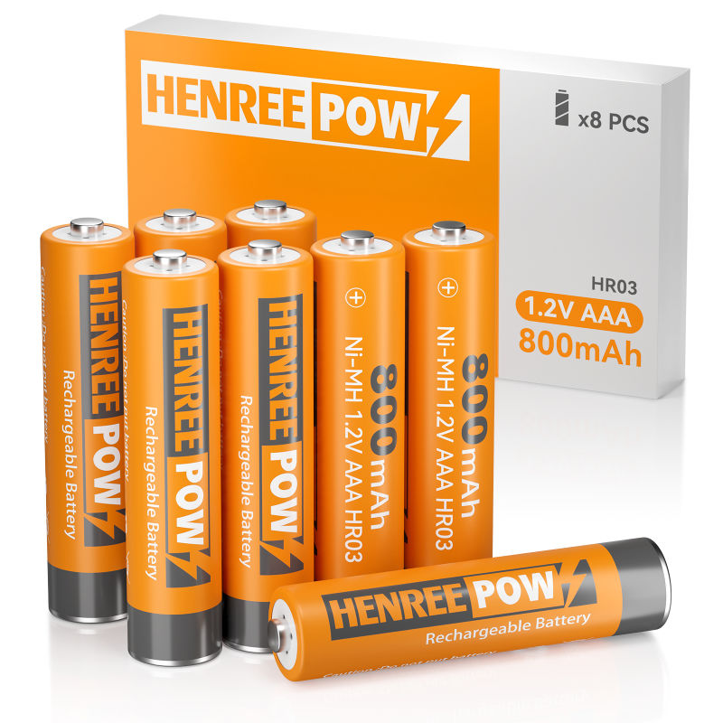 Henreepow AAA 800mAh 1.2V segondè kapasite Ni-MH batri rechargeable