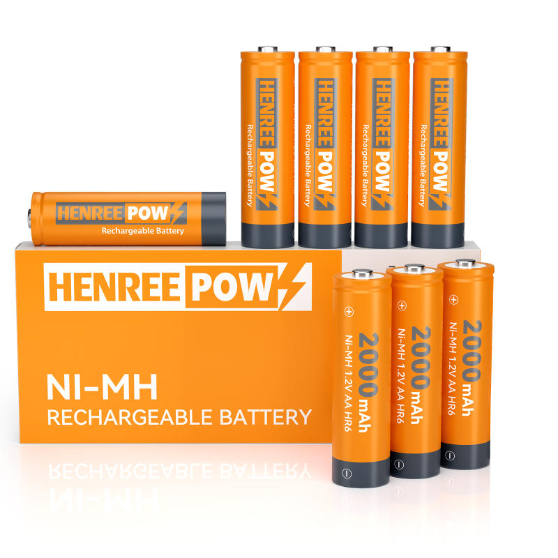 Henreepow AA 2000mAh 1.2V kapasite segondè Ni-MH batri rechargeable