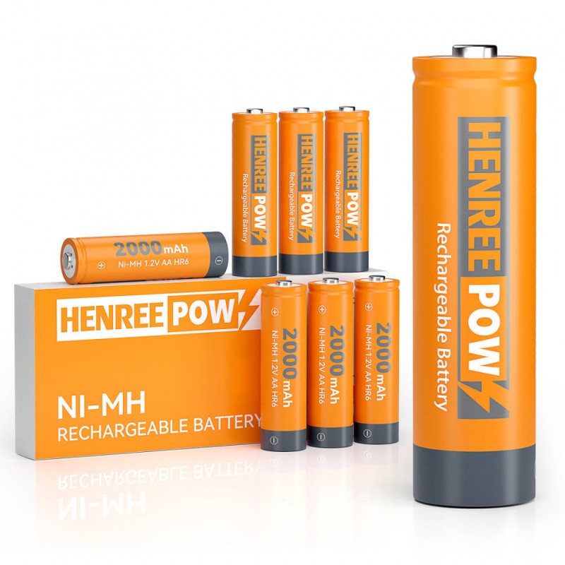 Henreepow Ni-MH AA 2000 pil rechargeable pou limyè solè