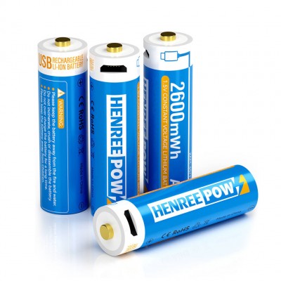 Henreepow rechargeable AA 2600 ityòm pil